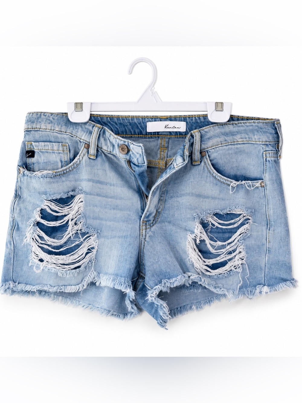 KanCan Light Blue Ripped Denim Cutoff Shorts
